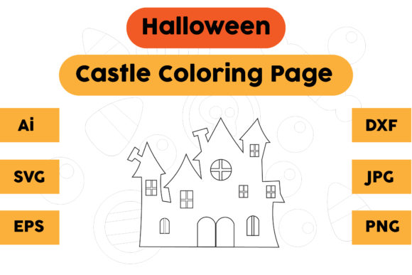 A Castle Halloween Coloring Page for Crafters & Graphics