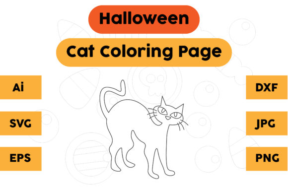 A Halloween Cat Graphic for Coloring Pages and Branding
