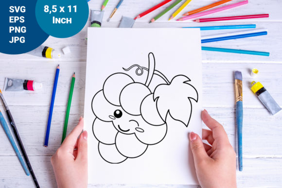 Cartoon Grape Coloring Page Graphics Review