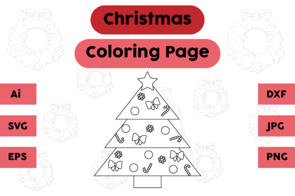 Christmas Coloring Page - Tree 07: A Festive Graphics Asset