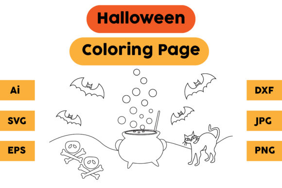Halloween Coloring Page 58: A Versatile Graphics Asset