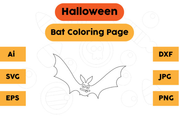 Halloween Coloring Page Bat 12 Graphics for Creators