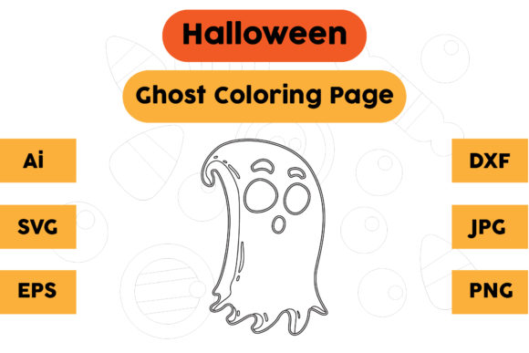 Halloween Coloring Page Ghost 20 for Embroidery Projects