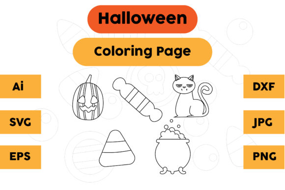Halloween Coloring Page Set 05: A Versatile Graphics Asset