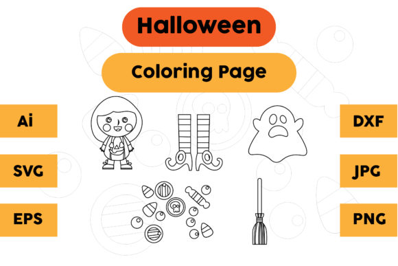 Halloween Coloring Page Set 07: A Versatile Graphics Asset
