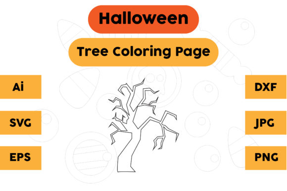 Halloween Tree Graphics for Seasonal Branding & Coloring Pages