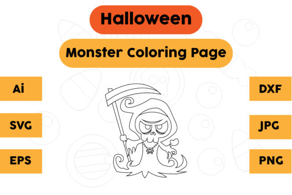 Monster 01 Halloween Coloring Page: A Polished Graphic for Editorial Use
