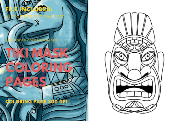 Tiki Polynesian Warriors Coloring Book: Graphics for Creative Ventures
